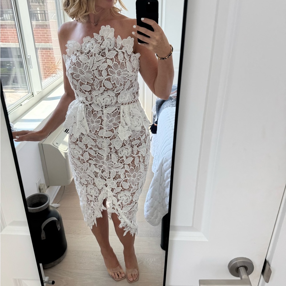 Elliatt White Lace Asymmetrical Dress